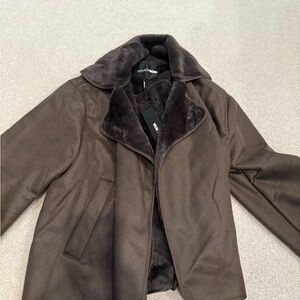 Fashion Nova Dark Brown Faux Leather Jacket